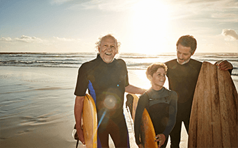 Multi-generational family on the beach