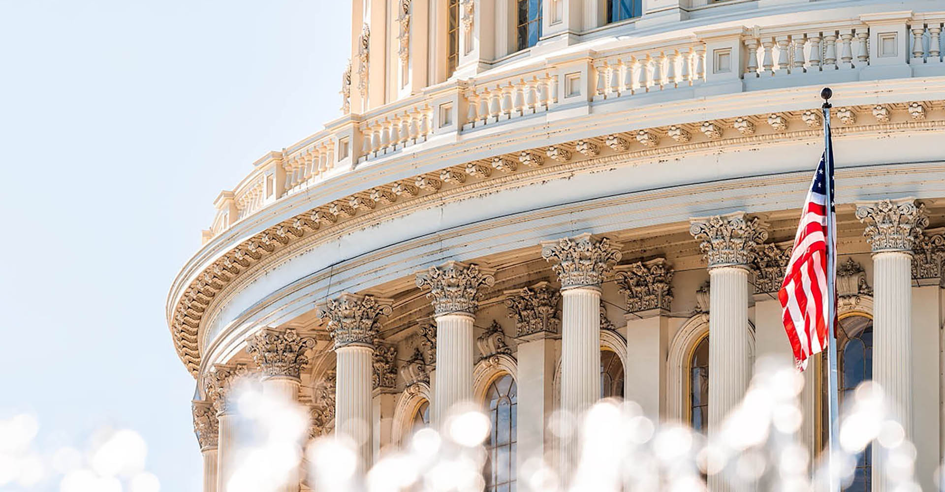 Close-up of US Congress dome in Washington DC